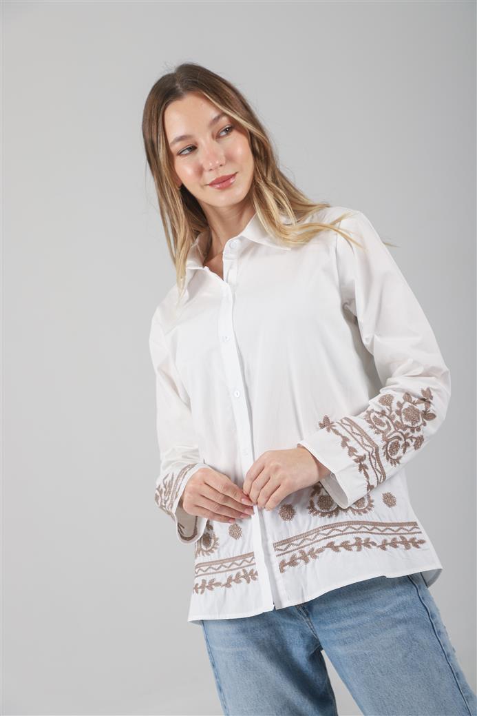 Camisa Vizantina Poplin Bordada